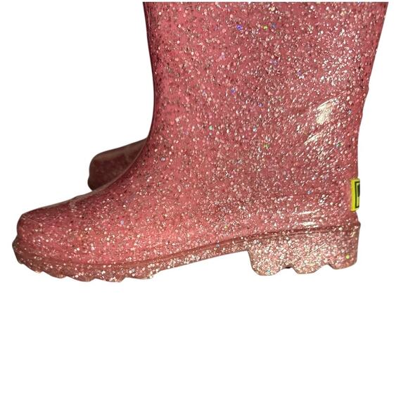 Western Chief Abby Glitter Pink Sparkly Rubber Rainboots Sz 11 Girls - Picture 5 of 6